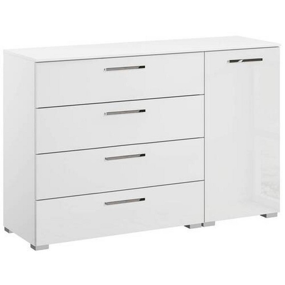 Novel Kommode 120/81/42 cm , Aldono , weiss, Weiß hochglanz , Metall , 120x81x42 cm , matt,matt, Hochglanz,Hochglanz,Nachbildung , Typenauswahl, Beimöbel erhältlich, stehend , 00038006922G