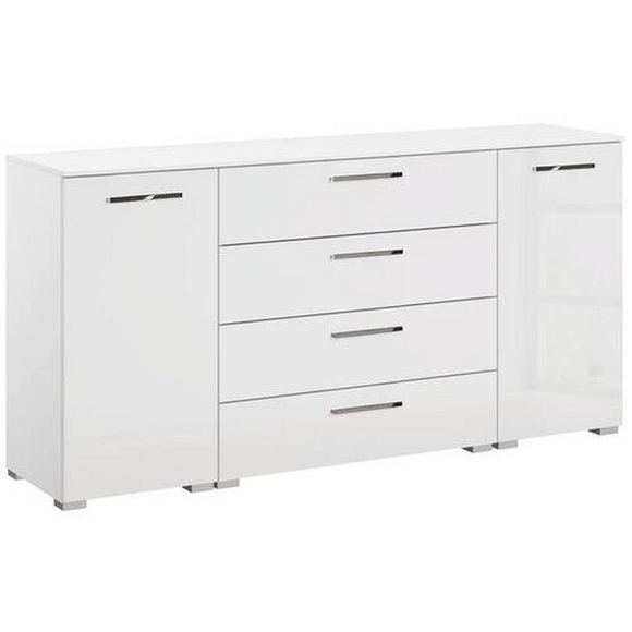 Novel Sideboard 160/81/42 cm , Aldono , weiss, Weiß hochglanz , Metall , 160x81x42 cm , matt,matt, Hochglanz,Hochglanz,Nachbildung , Typenauswahl, Beimöbel erhältlich, stehend , 00038006922J