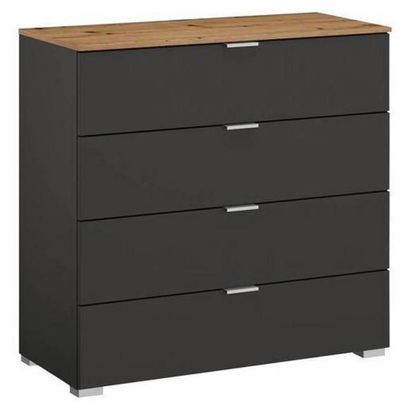 Stylife Kommode 80/81/42 cm , Lima , Graphitfarben, Eichefarben , Metall , 80x81x42 cm , bedruckt,matt,Nachbildung , Typenauswahl, stehend, In verschiedenen Grössen erhältlich, in verschiedenen Holzdekoren erhältlich , 000380085213