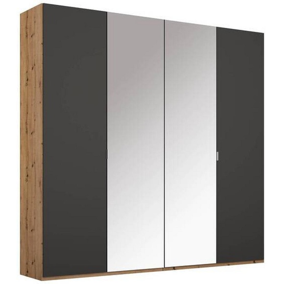 Stylife Drehtürenschrank in graphitfarben, eichefarben , Lima , Holzwerkstoff , 4 Fächer , 201x223x60 cm , bedruckt,Nachbildung , Typenauswahl, Beimöbel erhältlich, umfangreiches Zubehör erhältlich, In verschiedenen Grössen erhältlich, in ver