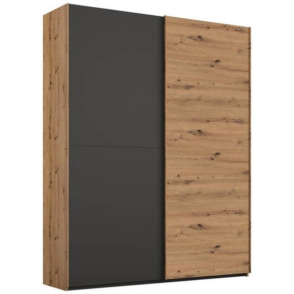 Stylife Schwebetürenschrank in graphitfarben, eiche artisan , Lima , Holzwerkstoff , 4 Fächer , 151x223x68 cm , bedruckt,Nachbildung , Typenauswahl, Beimöbel erhältlich, umfangreiches Zubehör erhältlich, In verschiedenen Grössen erhältlich, i