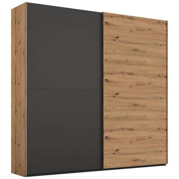Stylife Schwebetürenschrank in graphitfarben, eiche artisan , Lima , Holzwerkstoff , 4 Fächer , 201x223x68 cm , bedruckt,Nachbildung , Typenauswahl, Beimöbel erhältlich, umfangreiches Zubehör erhältlich, In verschiedenen Grössen erhältlich, i