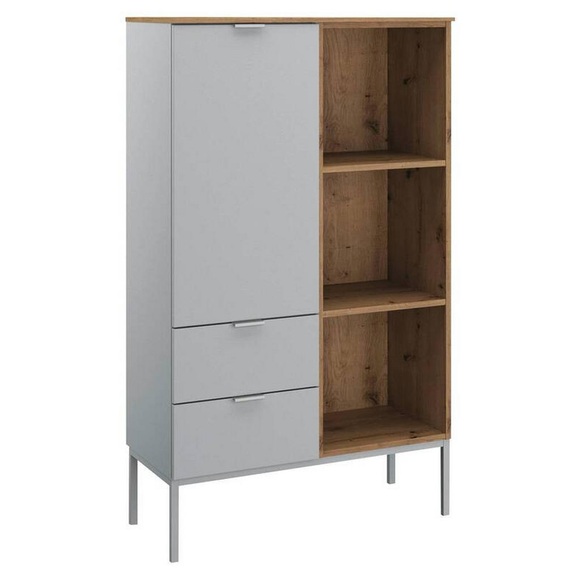 Stylife Kommode 80/138/42 cm , Lima , Grau, Eichefarben , Holzwerkstoff , 80x138x42 cm , Dekorfolie,matt,Nachbildung , Typenauswahl, Beimöbel erhältlich, stehend, in verschiedenen Holzdekoren erhältlich , 000380085235