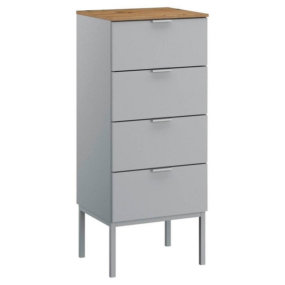 Stylife Kommode 40/100/42 cm , Lima , Grau, Eichefarben , Metall , 40x100x42 cm , Dekorfolie,matt,Nachbildung , Typenauswahl, Beimöbel erhältlich, stehend, in verschiedenen Holzdekoren erhältlich , 000380085242