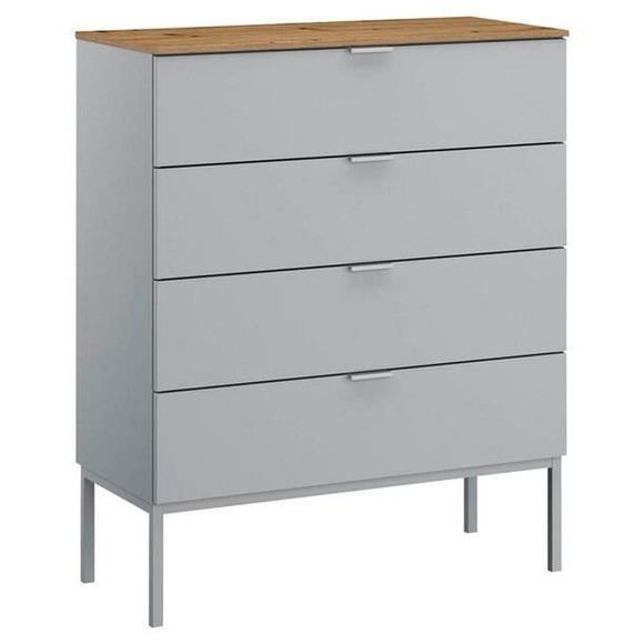 Stylife Kommode 80/100/42 cm , Lima , Grau, Eichefarben , Metall , 80x100x42 cm , Dekorfolie,matt,Nachbildung , Typenauswahl, Beimöbel erhältlich, stehend, in verschiedenen Holzdekoren erhältlich , 000380085243