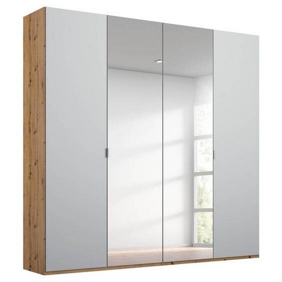 Stylife Drehtürenschrank in grau, eichefarben , Lima , Holzwerkstoff , 4 Fächer , 201x223x60 cm , bedruckt,Nachbildung , Typenauswahl, Beimöbel erhältlich, umfangreiches Zubehör erhältlich, In verschiedenen Grössen erhältlich, in verschiedene
