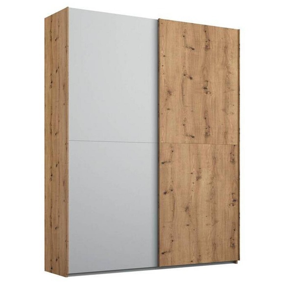 Stylife Schwebetürenschrank in grau, eichefarben , Lima , Holzwerkstoff , 4 Fächer , 151x223x68 cm , bedruckt,Nachbildung , Typenauswahl, Beimöbel erhältlich, umfangreiches Zubehör erhältlich, In verschiedenen Grössen erhältlich, in verschied