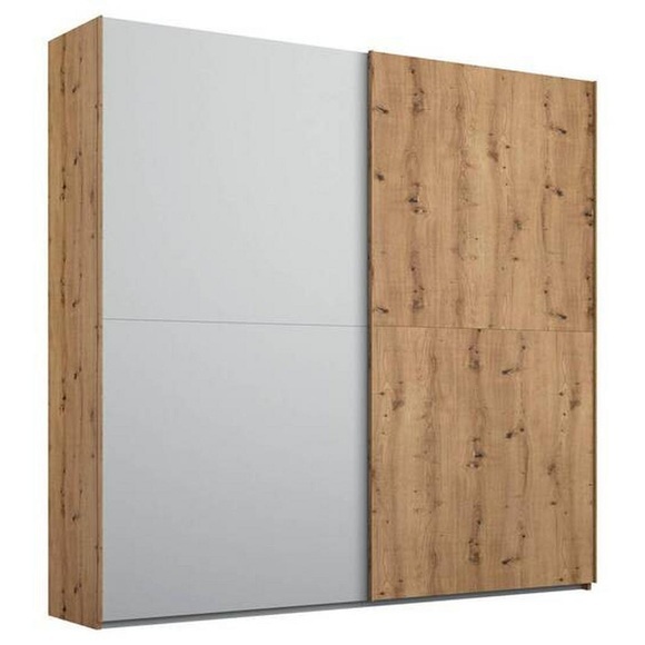 Stylife Schwebetürenschrank in grau, eichefarben , Lima , Holzwerkstoff , 4 Fächer , 201x223x68 cm , bedruckt,Nachbildung , Typenauswahl, Beimöbel erhältlich, umfangreiches Zubehör erhältlich, In verschiedenen Grössen erhältlich, in verschied