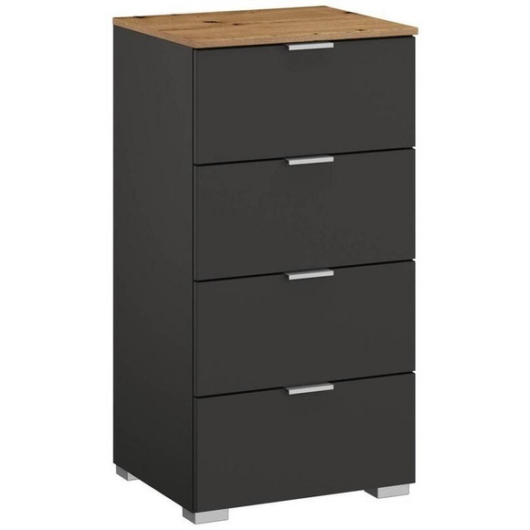 Stylife Kommode 40/81/42 cm , Lima , Graphitfarben, Eiche Artisan , Metall , 40x81x42 cm , Dekorfolie,matt,Nachbildung , Typenauswahl, Beimöbel erhältlich, stehend, in verschiedenen Holzdekoren erhältlich , 000380085281