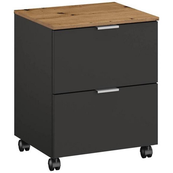 Stylife Rollcontainer , Lima , Graphitfarben, Eiche Artisan , Metall , 40x52x42 cm , Dekorfolie,Nachbildung , Beimöbel erhältlich , 000380085283