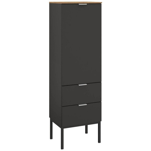 Stylife Highboard 40/138/42 cm , Lima , Graphitfarben, Eiche Artisan , Metall , 40x138x42 cm , matt,Dekorfolie,Nachbildung , Typenauswahl, Beimöbel erhältlich, stehend, in verschiedenen Holzdekoren erhältlich , 000380085285