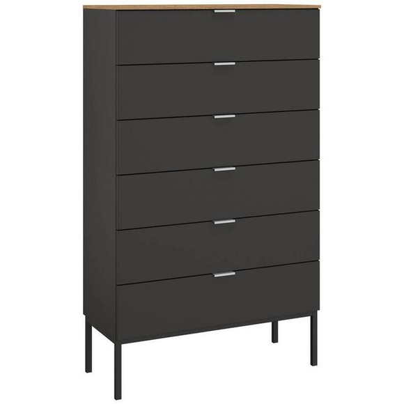 Stylife Highboard 80/138/42 cm , Lima , Graphitfarben, Eiche Artisan , Metall , 80x138x42 cm , matt,Dekorfolie,Nachbildung , Typenauswahl, Beimöbel erhältlich, stehend, in verschiedenen Holzdekoren erhältlich , 000380085287