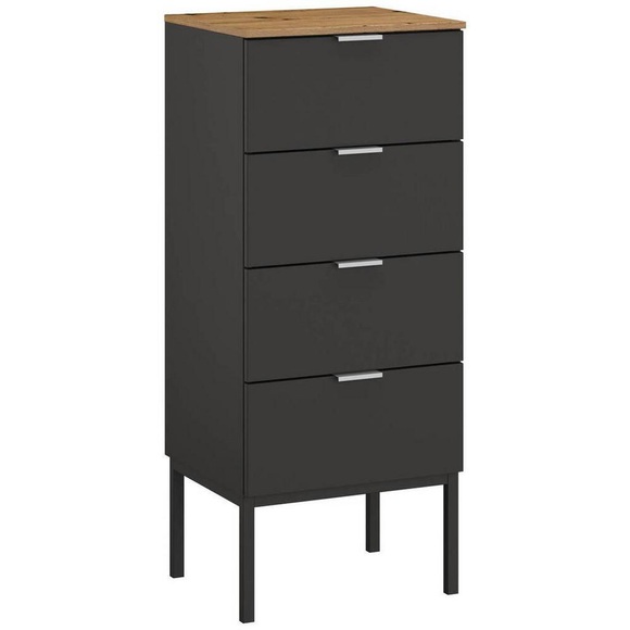Stylife Kommode 40/100/42 cm , Lima , Graphitfarben, Eiche Artisan , Metall , 40x100x42 cm , Dekorfolie,matt,Nachbildung , Typenauswahl, Beimöbel erhältlich, stehend, in verschiedenen Holzdekoren erhältlich , 000380085294