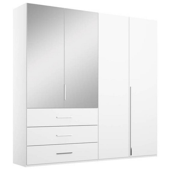 Novel Drehtürenschrank in weiss , Montclar , Metall , 6 Fächer , 3 Schubladen , 201x223x60 cm , Dekorfolie,Nachbildung , Typenauswahl, Beimöbel erhältlich, umfangreiches Zubehör erhältlich, In verschiedenen Grössen erhältlich , 000380108319