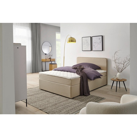 MID.YOU - Boxspringbett ANTON - Carabella sand - Textil - 120/200/104.5 cm