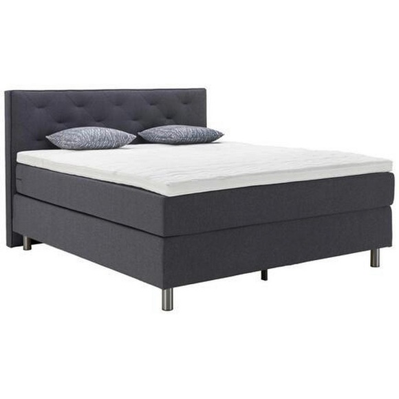 Welnova Boxspringbett 160/200 cm in grau , Adriana , Textil , H3=fest ab ca.80kg , 160x200 cm , Webstoff , Stoffauswahl, Topper durchgehend,Stoffauswahl, Topper durchgehend,Stoffauswahl, Topper durchgehend,Stoffauswahl, Topper durchgehend,Stoffauswah
