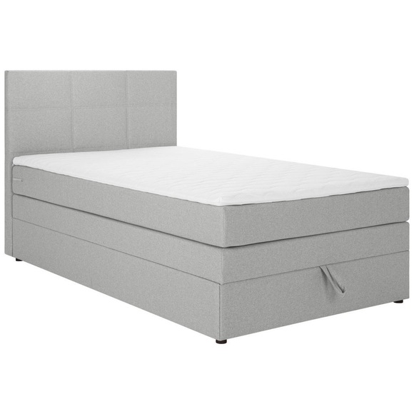 Welnova Boxspringbett 90/200 cm in hellgrau , Eve , Textil , H5=hart ab ca.120kg , 90 cm , gepolstertes Kopfteil , 001408004021