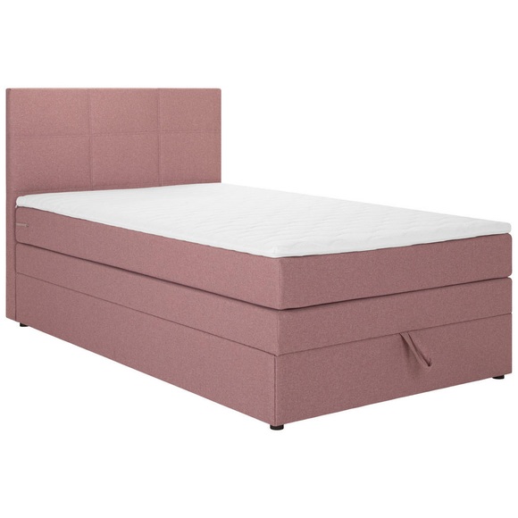 Welnova Boxspringbett 120/200 cm in altrosa , Eve , Textil , H5=hart ab ca.120kg , 120 cm , gepolstertes Kopfteil , 001408004028