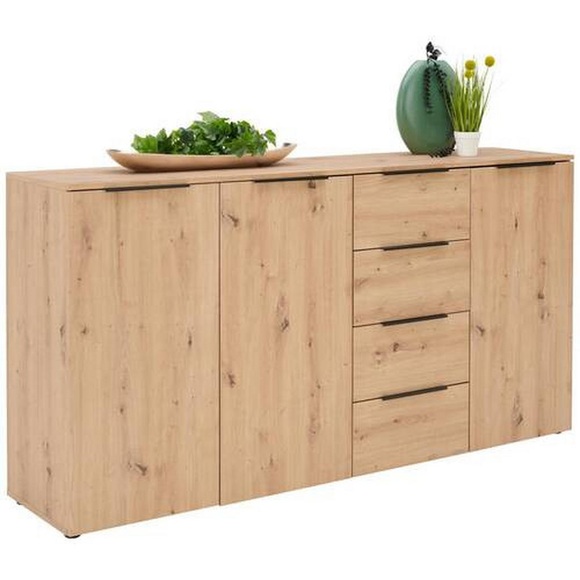 Xora Kommode 181.5/92.9/42 cm , Kera , Schwarz, Eichefarben , Holzwerkstoff , 181.5x92.9x42 cm , Melamin,Nachbildung , stehend, In verschiedenen Grössen erhältlich , 001416000303