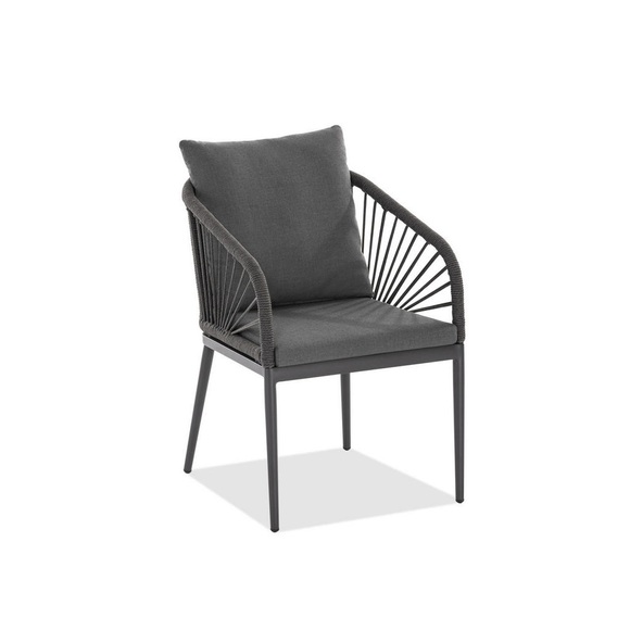 XXXLutz Gartensessel in metall, textil anthrazit, grau , Pino Grau , 56x87x63 cm , pulverbeschichtet,Textilgeflecht , gastro- und objekttauglich, wetterbeständig, inklusive Armlehnen , 001433004911