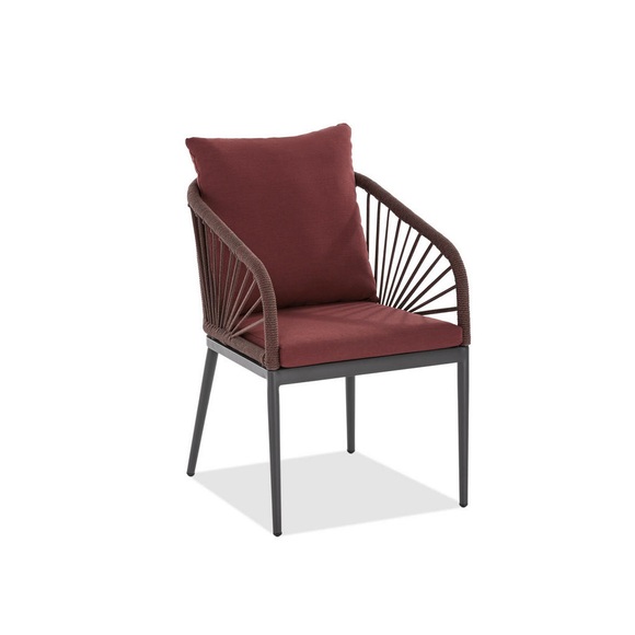XXXLutz Gartensessel in metall, textil anthrazit, rot , Pino Rot , 56x87x63 cm , pulverbeschichtet,Textilgeflecht , gastro- und objekttauglich, wetterbeständig, inklusive Armlehnen, Bezug abnehmbar , 001433004921