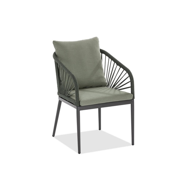 XXXLutz Gartensessel in metall, textil anthrazit, grün , Pino Grün , 56x87x63 cm , pulverbeschichtet,Textilgeflecht , gastro- und objekttauglich, wetterbeständig, inklusive Armlehnen , 001433004931