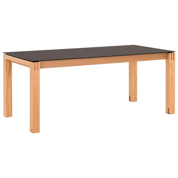 Dieter Knoll Esstisch in holz, kunststoff 180(280)/90/76 cm , Mira , Graphitfarben, Eichefarben , Wildeiche , massiv , 90x76x180(280) cm , geölt,matt,Echtholz , ausziehbar, In verschiedenen Grössen erhältlich, in verschiedenen Holzarten erhältlic