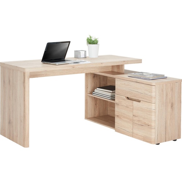 XXXLutz Schreibtischkombination in holzwerkstoff 140/77/117,5 cm , Cu-Libre 150 E , Eichefarben , 140x77x117.5 cm , Dekorfolie,Nachbildung , seitenverkehrt montierbar , 001504002401