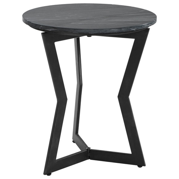 Novel Couchtisch in metall, stein 45/45/52 cm , Amani , Schwarz , 45x52 cm , pulverbeschichtet,Naturstein,Marmor , 001630009803