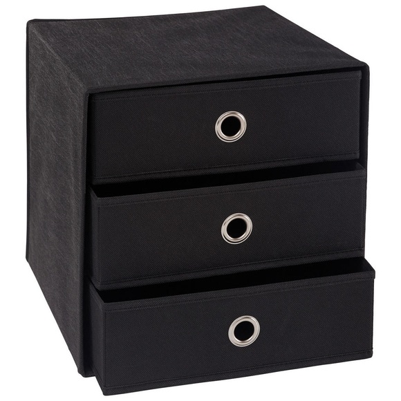 Carryhome Faltbox , Cubus 3 , Schwarz, Silberfarben , Metall, Textil, Karton , 32x32x31.5 cm , vernickelt,Vliesstoff , faltbar , 001635001201