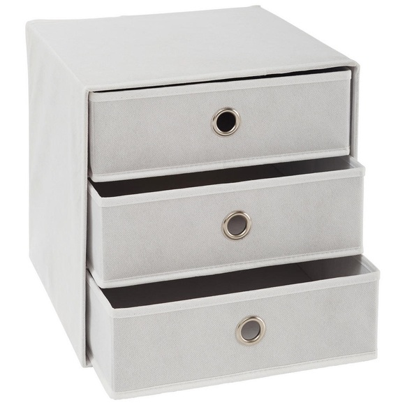 Carryhome Faltbox , Cubus 3 , Silberfarben, weiss , Metall, Textil, Karton , 32x32x31.5 cm , vernickelt,Vliesstoff , faltbar , 001635001202