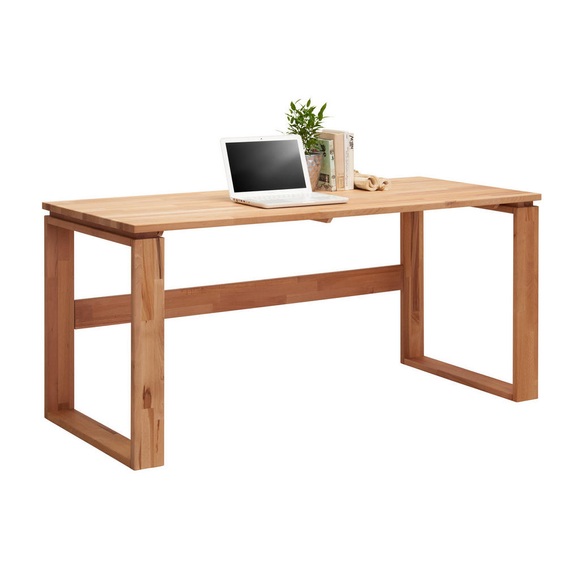 Linea Natura Schreibtisch 160/70/75 cm in buchefarben , Vento , Holz , massiv , 70x75 cm , naturgeölt,Echtholz , 001665000401