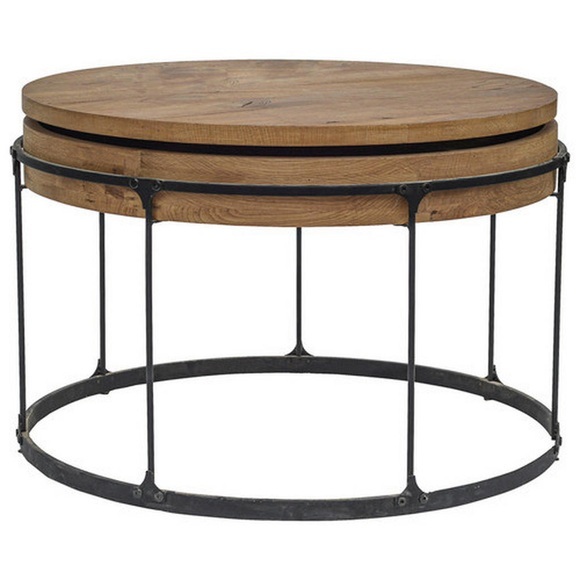 Novel Couchtisch in holz, metall 73/73/48 cm , Home , Schwarz, Eichefarben , Eiche , massiv , 73x48x73 cm , pulverbeschichtet,naturgeölt,Echtholz , 001739001602