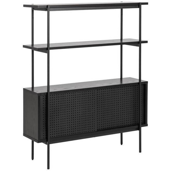 Regal Angie Melamin Esche Schwarz 1 Boden Kabinet Schiebetür 94x27x113,8cm