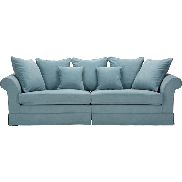 Livetastic Bigsofa in flachgewebe hellblau , Wings , Textil , Buche , massiv , 264x70x111 cm , lackiert, antik,Flachgewebe,Echtholz , Stoffauswahl, Rücken echt , 001877023509