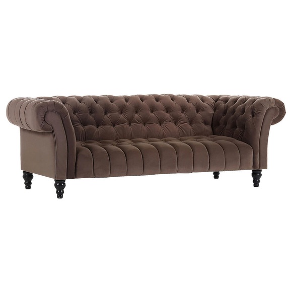 Livetastic Bigsofa in samt dunkelbraun , Canyon , Textil , Buche , massiv , 230x74x101 cm , lackiert,Samt,Echtholz , Stoffauswahl, Rücken echt , 001877100602