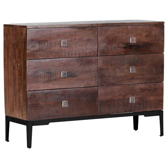 XXXLutz Sideboard 120/90/42 cm , Kumasi , Schwarz, Dunkelbraun , Kunststoff , Mangoholz , massiv , 6 Schubladen , 120x90x42 cm , lackiert,lackiert, gebeizt,Echtholz , Typenauswahl, Beimöbel erhältlich , 001877110701