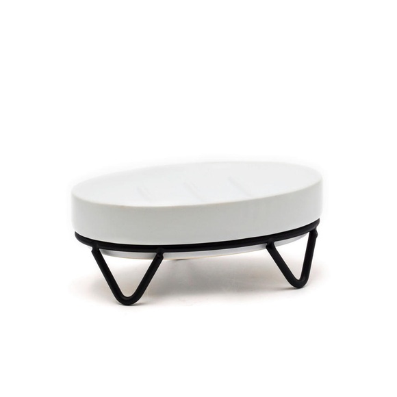 Sadena Seifenschale metall, keramik , Mila , Schwarz, weiss , 12.5x8x5 cm , 001891013102