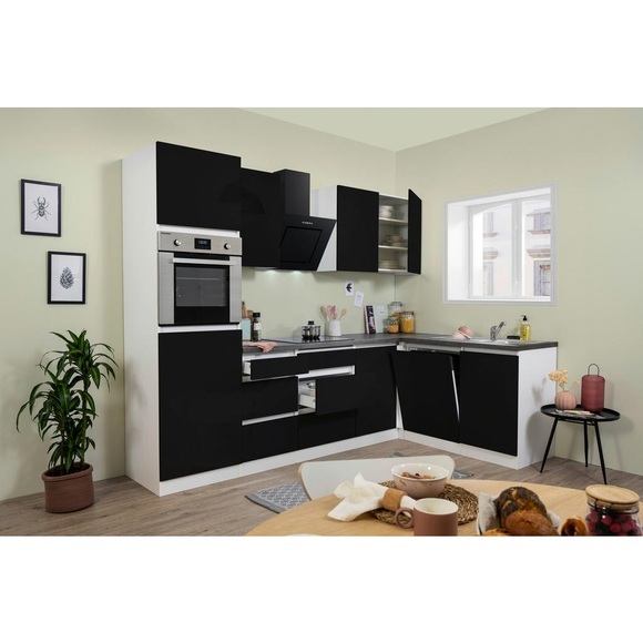 Respekta Küchenblock 280/172 cm , Premium Glrpl280Hws , weiss , Holzwerkstoff , 5 Schubladen , 280x172 cm , Dekorfolie,Nachbildung , Frontauswahl, links aufbaubar, rechts aufbaubar , 001899003702