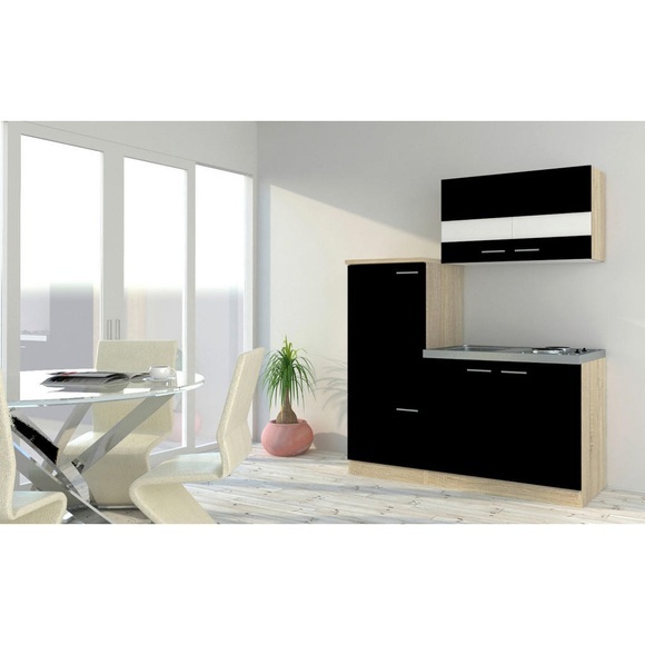 Respekta Küchenblock 160 cm , Economy Kb160Ess , Eichefarben , Metall , 160 cm , Melamin,Nachbildung , Frontauswahl , 001899005004