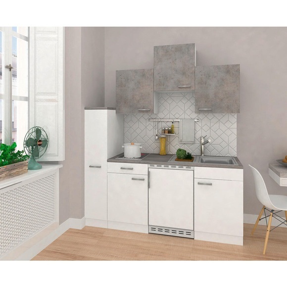 Respekta Küchenblock 180 cm , Economy Kb180Wwbcg , weiss , Holzwerkstoff , 180 cm , Melamin,Nachbildung , links aufbaubar, rechts aufbaubar , 001899005303