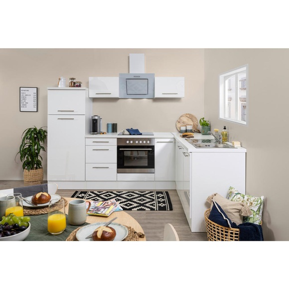 Respekta Eckküche 260/200 cm , Respekta Rp260Wwc , weiss , Holzwerkstoff , 3,1 Schubladen , 260x200 cm , Melamin,Nachbildung , Korpusauswahl, Frontauswahl, links aufbaubar, rechts aufbaubar , 001899020001