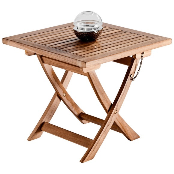 Xora Gartenbeistelltisch 50/50/45 cm , Surabaya , Teakfarben , Holz , Teakholz , massiv , 50x45 cm , Echtholz , klappbar , 001905000907