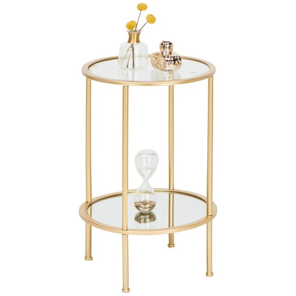 XXXLutz Beistelltisch in metall, glas , Faro 1 , Goldfarben , 38x55x38 cm , lackiert , 001931067601