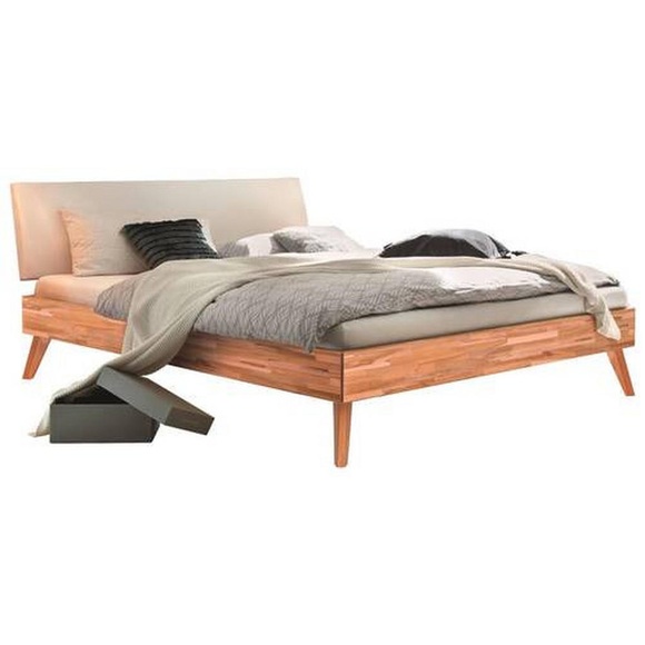Hasena Bett 140/200 cm in weiss, buchefarben , Pesaro , Holz , Kernbuche , massiv , 140 cm , geölt,Lederlook,Echtholz , in verschiedenen Holzarten erhältlich, In verschiedenen Grössen erhältlich,in verschiedenen Holzarten erhältlich, In verschie