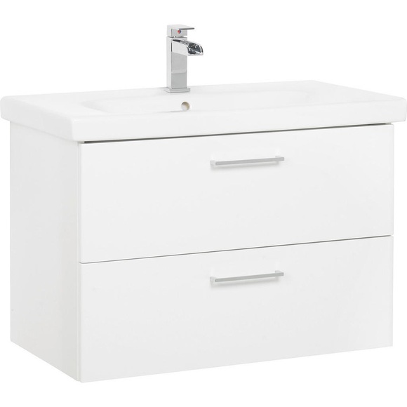Xora Waschtischkombi 80 cm , Carina 316 -Exklusiv- , weiss , Metall , Nachbildung,Nachbildung , 1 Schubladen , 80 cm , Glanz, Dekorfolie,Hochglanz , hängend,hängend,hängend , 001977024216