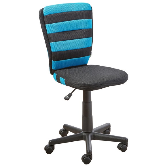 Carryhome Jugenddrehstuhl in netzbespannung blau, schwarz , Jose , Metall, Kunststoff, Textil , 41x81-93x51 cm , verchromt,softmatt,Netzbespannung , Sitzfläche 360° drehbar , 001998000601