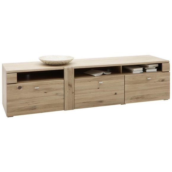 Voleo Lowboard 191/48/51 cm , Colorado , Eichefarben , Metall , Eiche , furniert,furniert, massiv,massiv , 3 Schubladen , 191x48x51 cm , geölt,Echtholz , erweiterbar, Beimöbel erhältlich , 002412006906