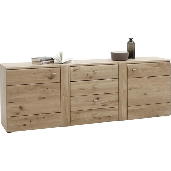 Voleo Sideboard 202/71/44 cm , Colorado , Eichefarben , Holzwerkstoff , Eiche , furniert,furniert, massiv,massiv , 202x71x44 cm , geölt,Echtholz , Beimöbel erhältlich , 002412006909