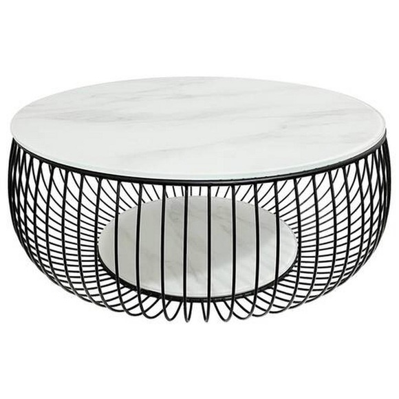 Novel Couchtisch in metall, glas 86/86/35 cm , Bowl , Schwarz, weiss , 86x35 cm , pulverbeschichtet,sandgestrahlt , 002465001301